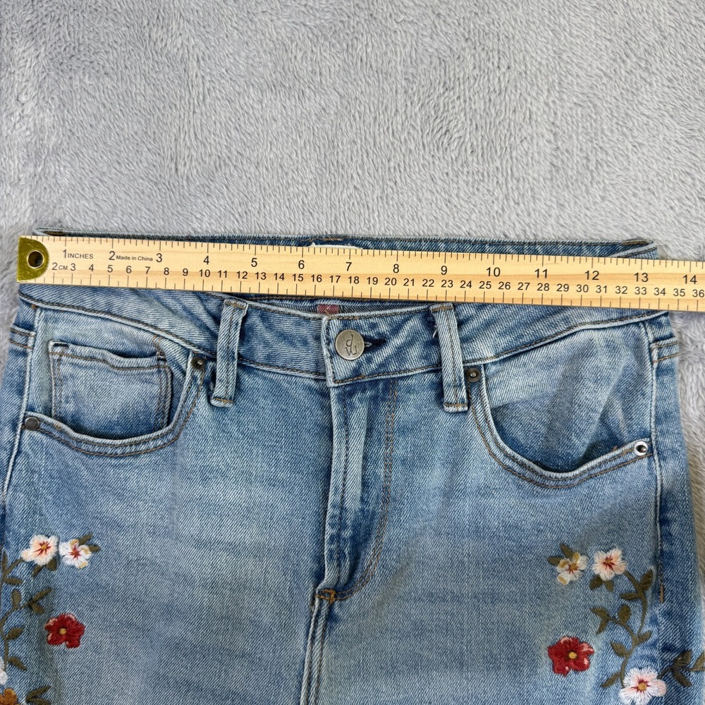 DW Fiona Flare Jeans Women 2 Light Wash Floral Embroidered Hippie Boho 25x31 - Picture 14 of 16